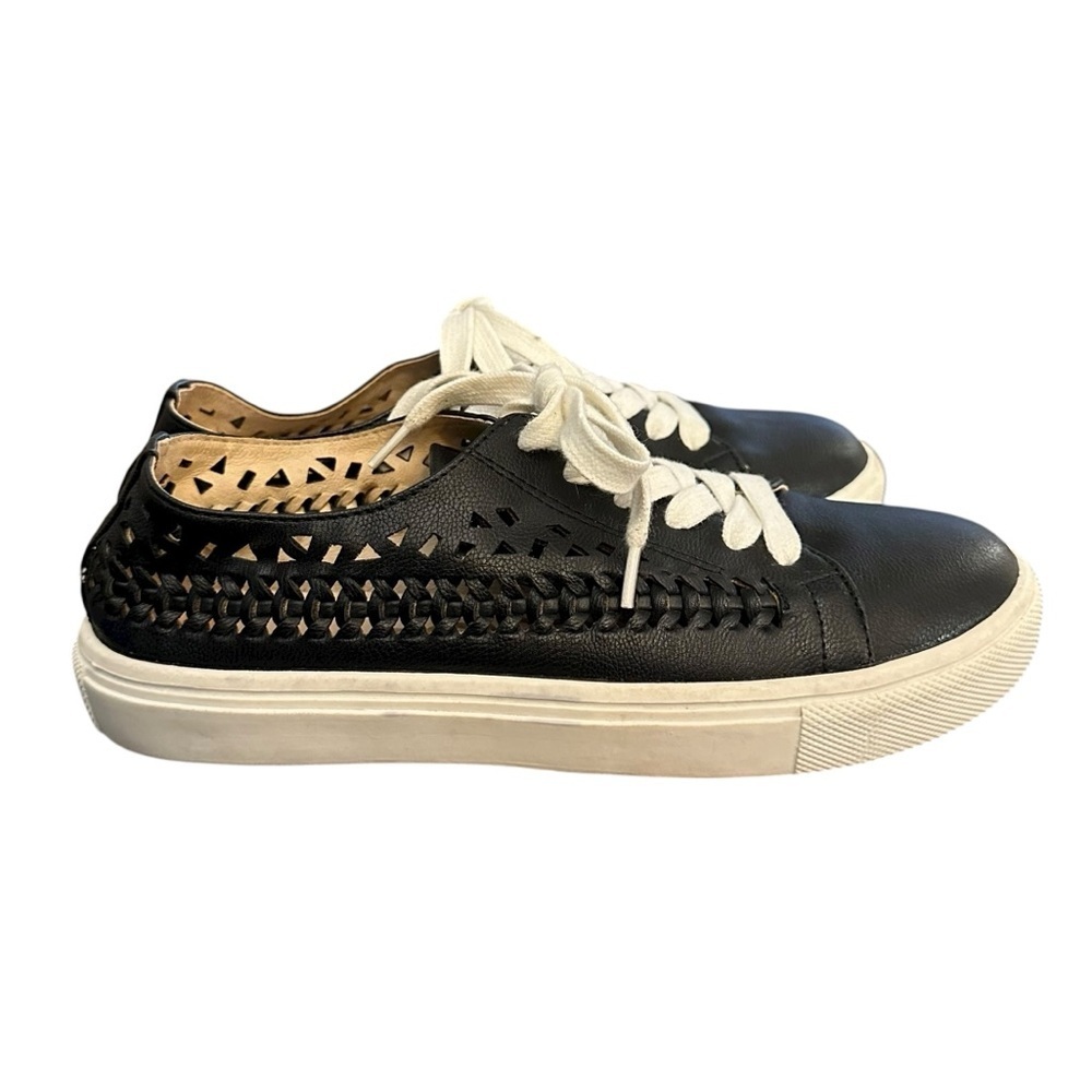 Sam Edelman Raina Lace-Up Sneakers Black White 7 - Picture 5 of 12